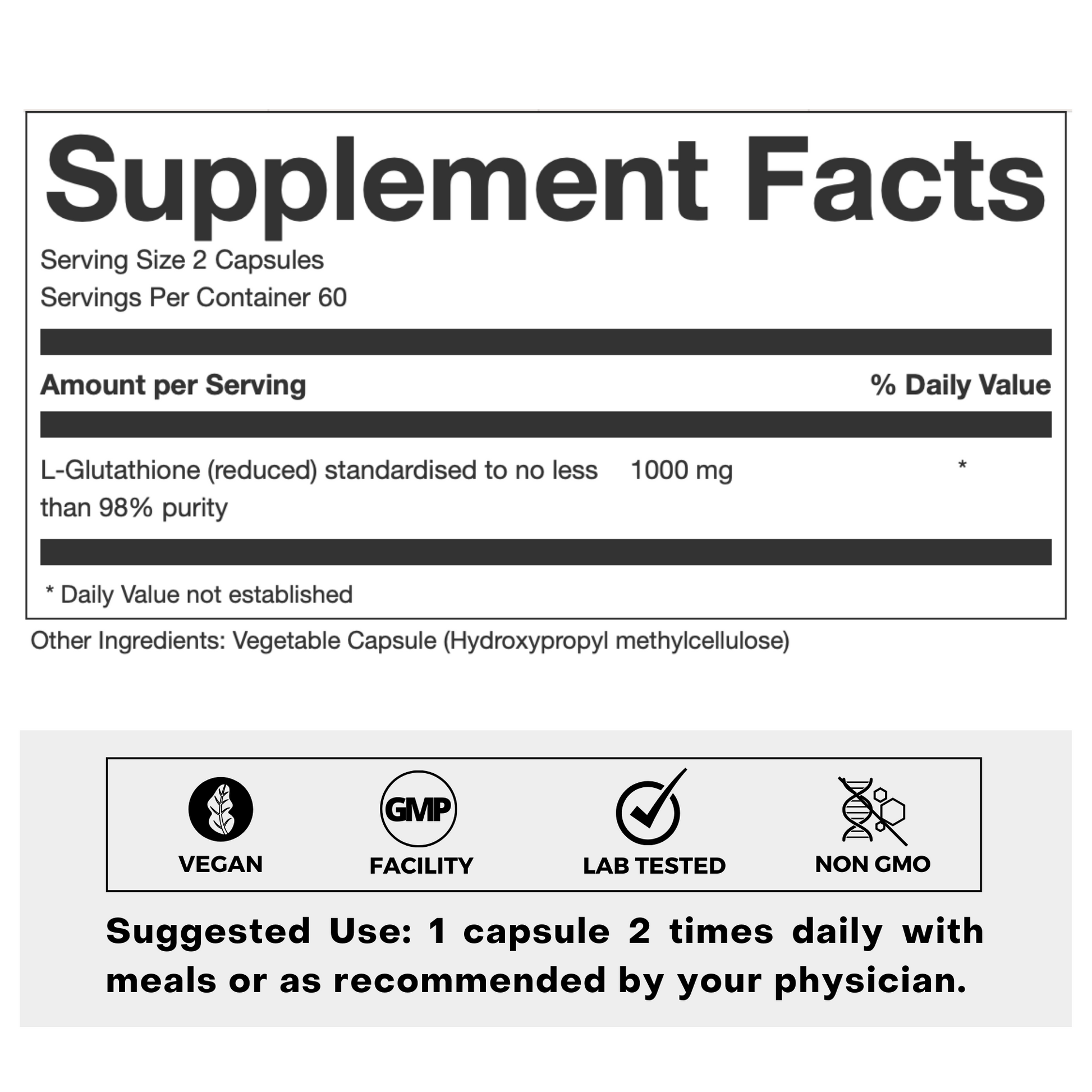 L-Glutathione 98% Supplement Facts