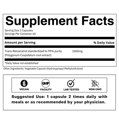 Trans-Resveratrol 99% Supplement Facts