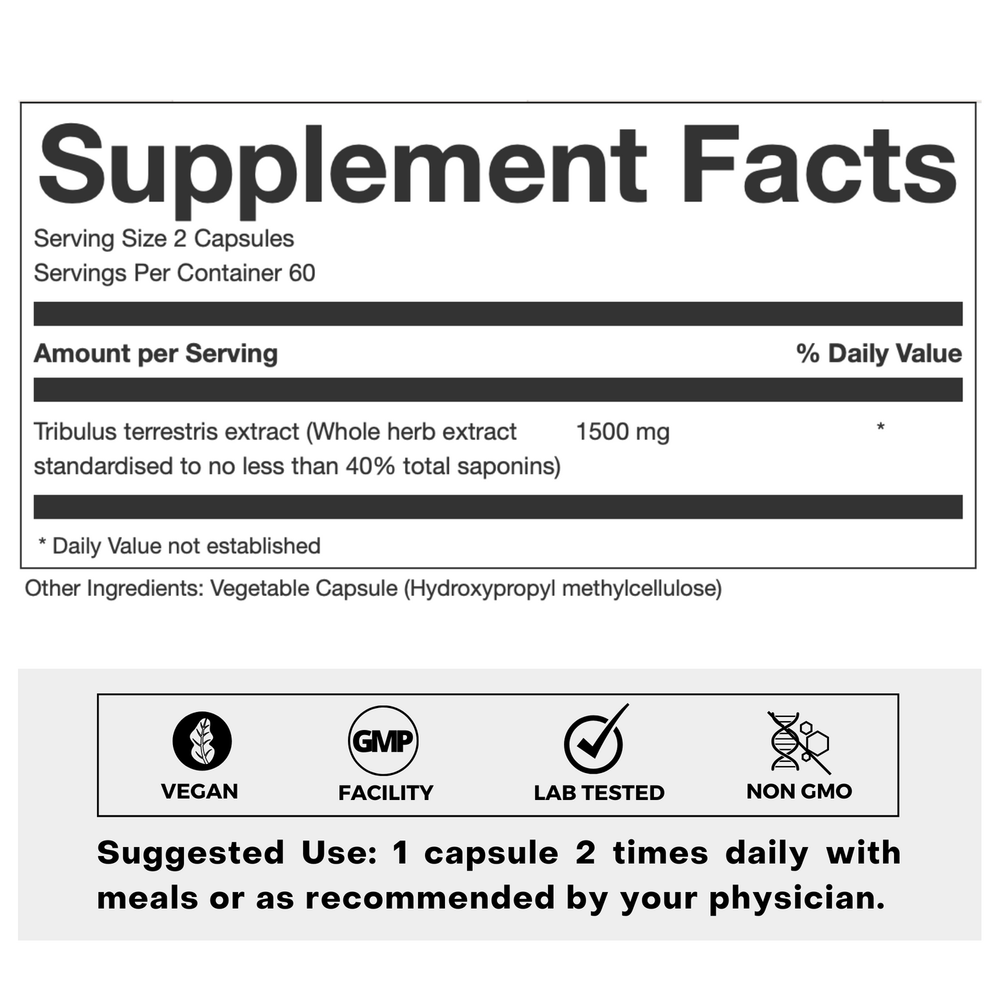 Tribulus Terrestris 40% Supplement Facts