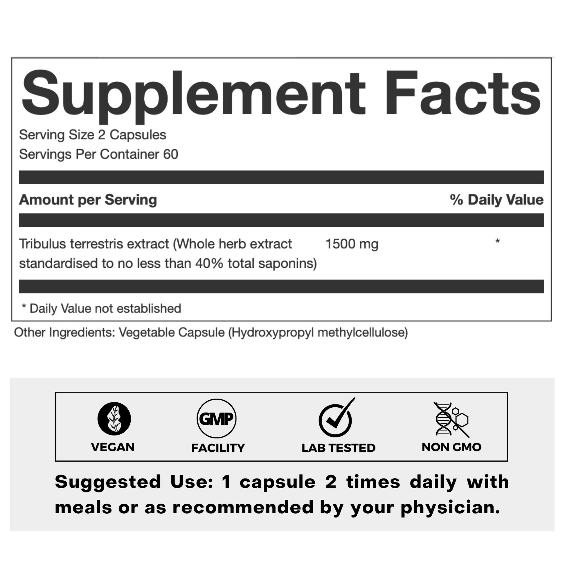 Tribulus Terrestris 40% Supplement Facts